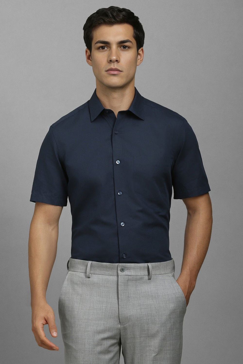 Men Navy Classic Fit Textured Half Sleeves Formal Shirt-Navy 1 10071-men-navy-classic-fit-textured-half-sleeves-formal-shirt-navy-1.jpg