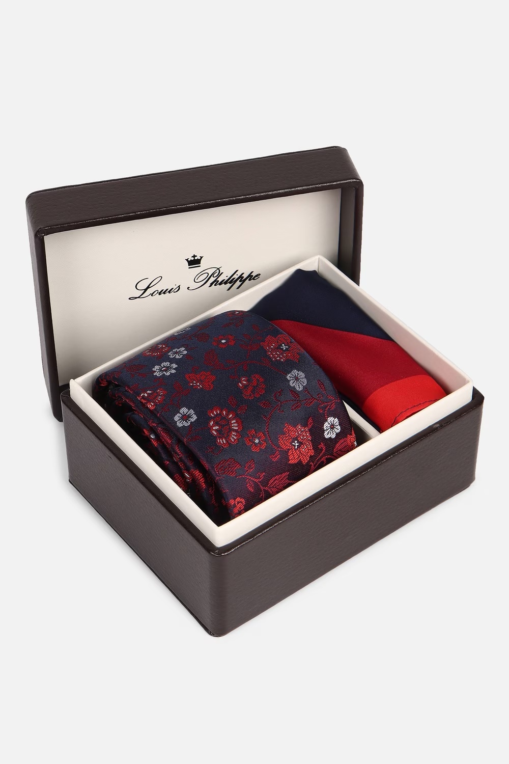 Men Red Print Tie and Pocket Square-Red