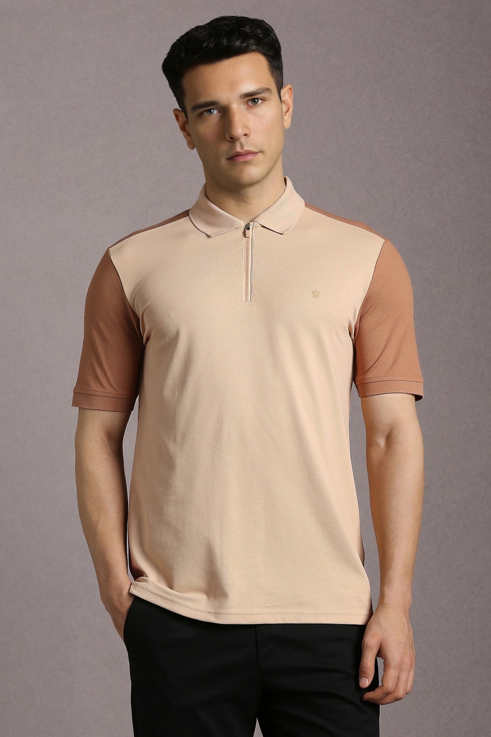 Men Beige Print Polo Neck T-shirt-Beige 1 10300-men-beige-print-polo-neck-t-shirt-beige-1.jpg