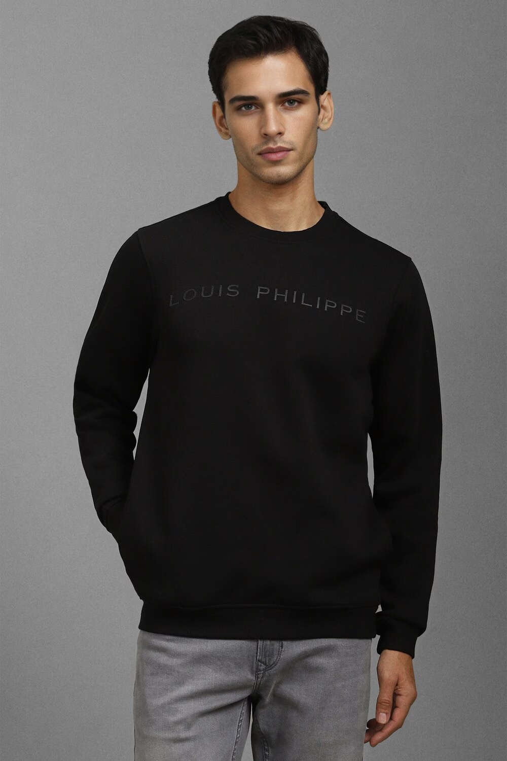 Men Casual Black Graphic Print Sweatshirt-Black