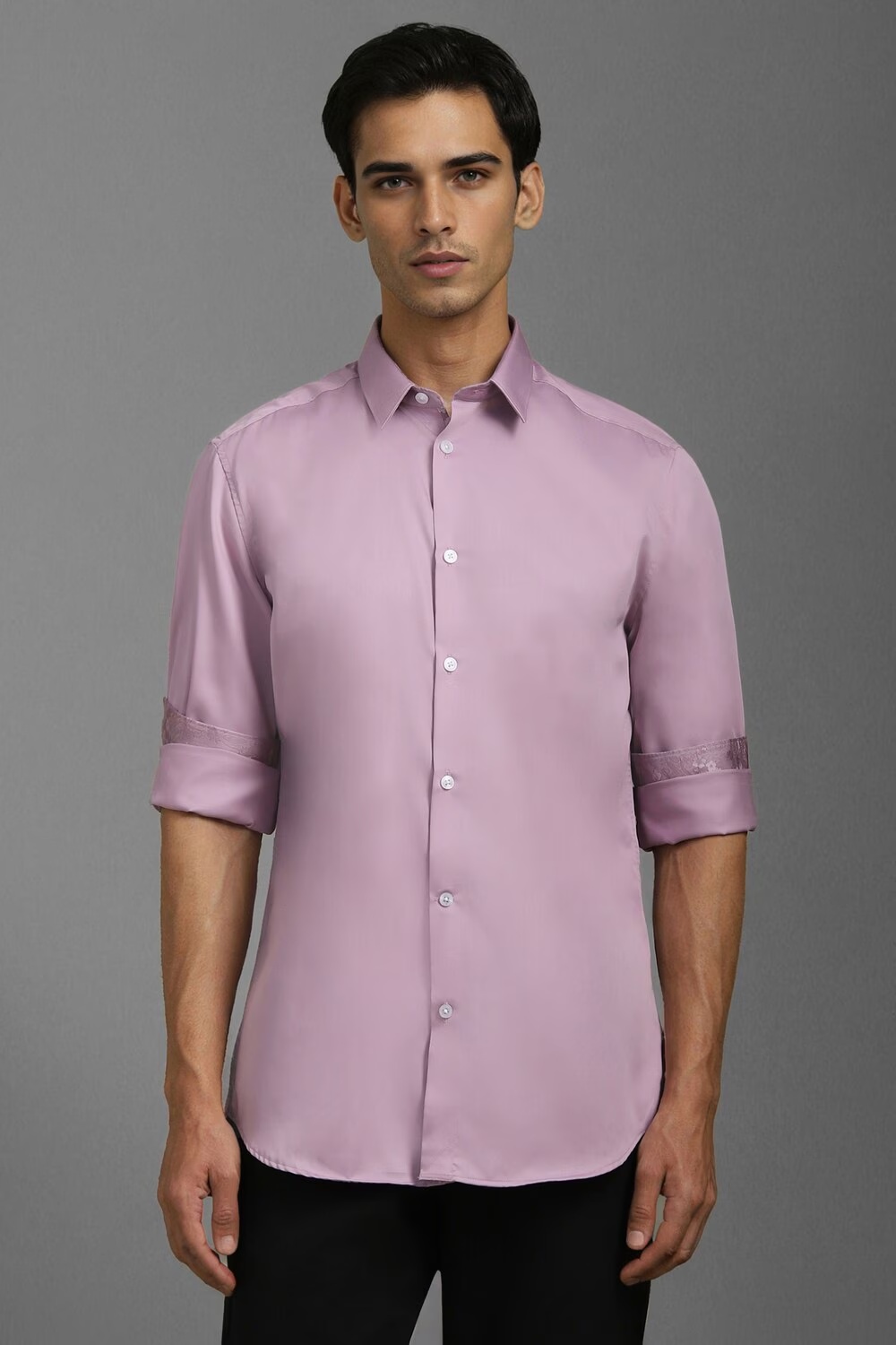 Men Lilac Classic Fit Solid Full Sleeves Casual Shirt-Lilac