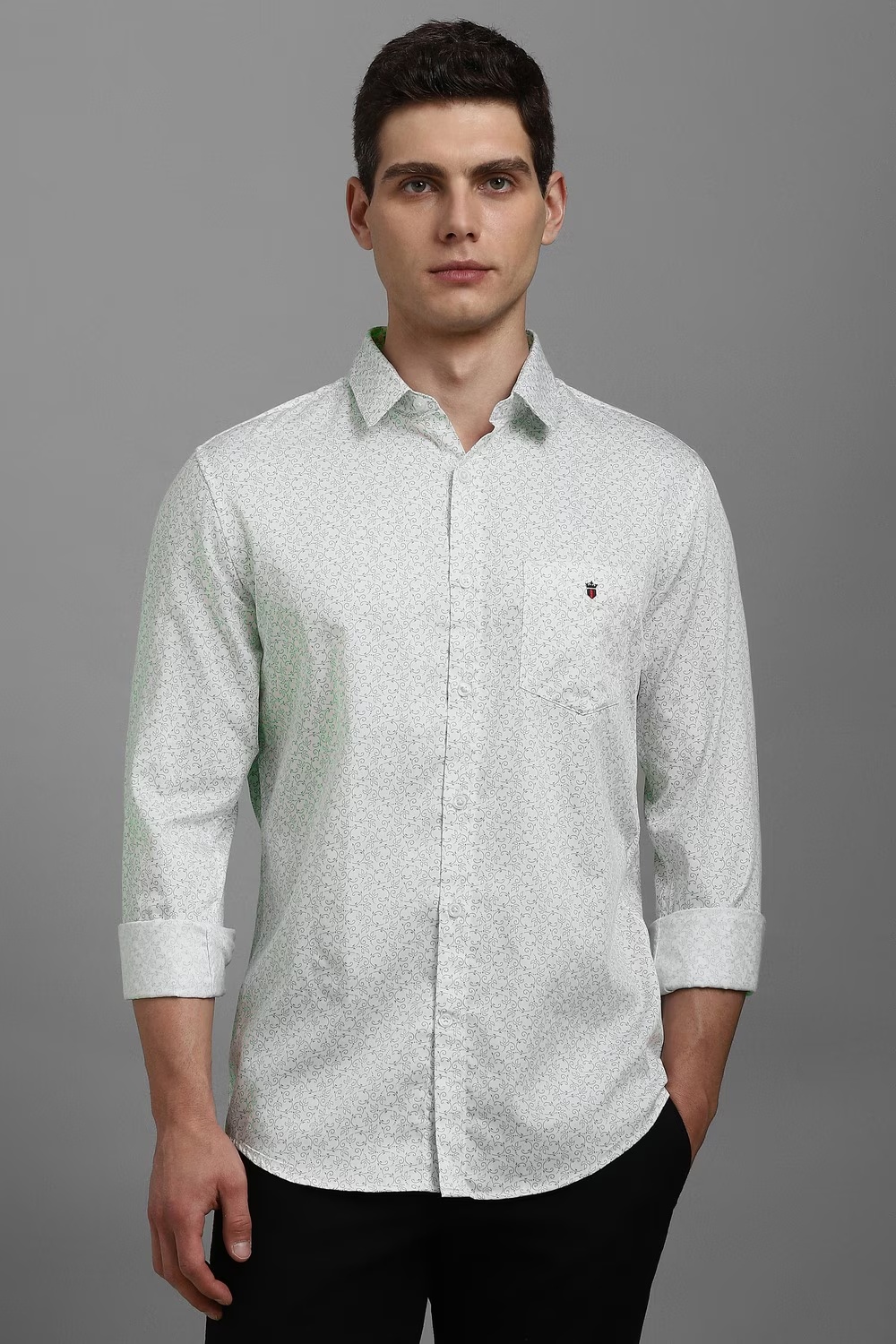 Men White Print Full Sleeves Casual Shirt-White