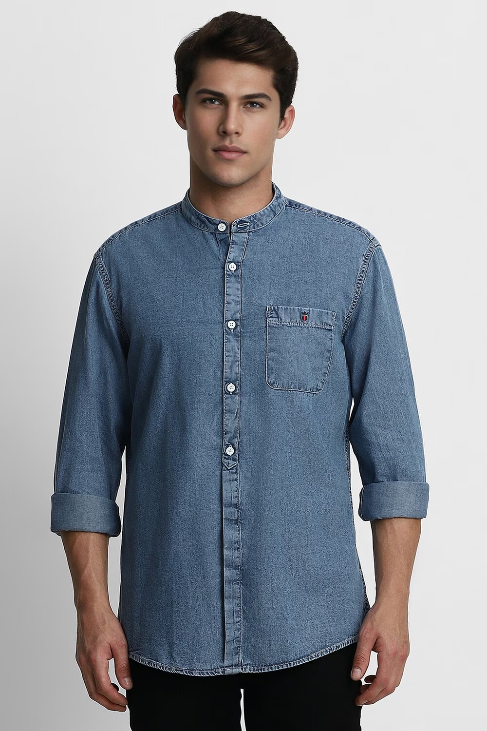 Men Blue Slim Fit Textured Full Sleeves Casual Shirt-Blue