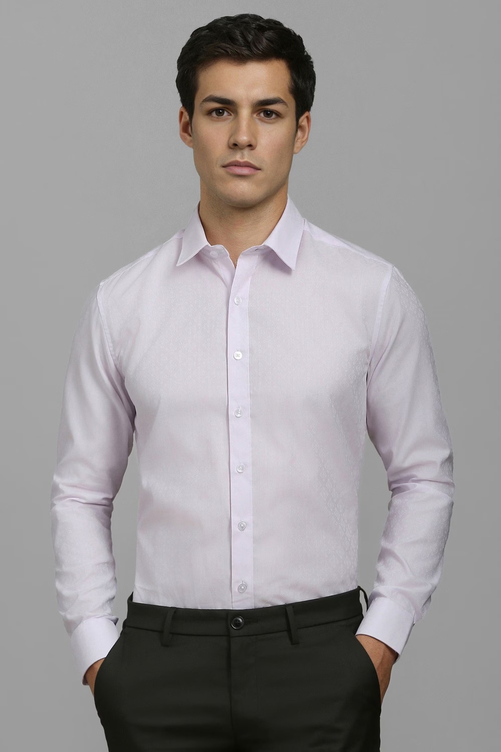Men Lilac Slim Fit Print Full Sleeves Formal Shirt-Lilac