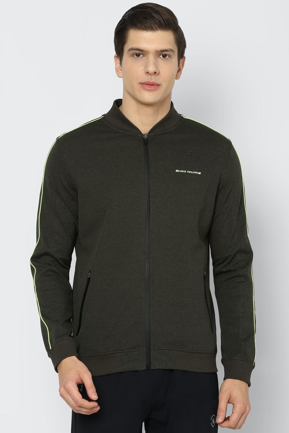Men Casual Olive Print Sweatshirt-Olive