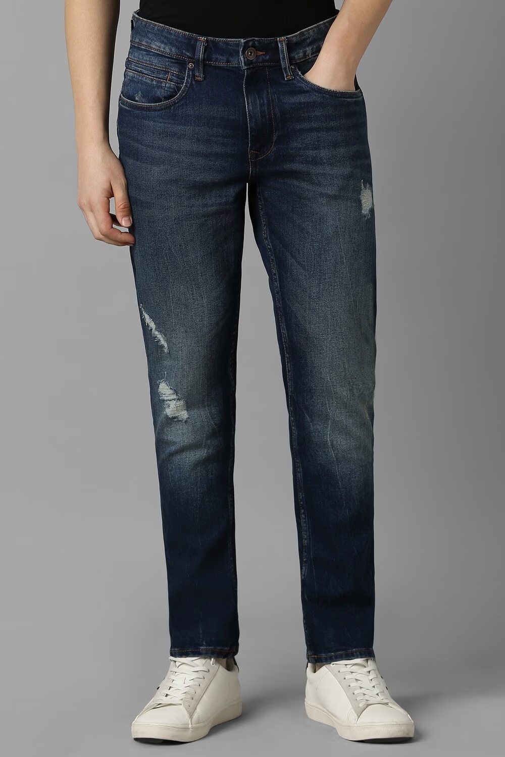 Men Navy Mid Smart Fit Jeans-Navy