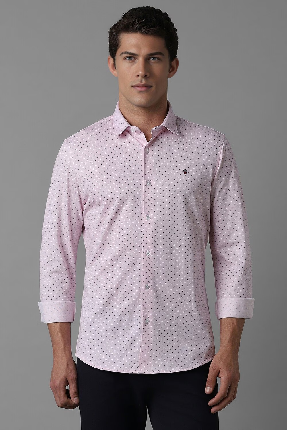 Men Pink Smart Fit Print Full Sleeves Casual Shirt-Pink