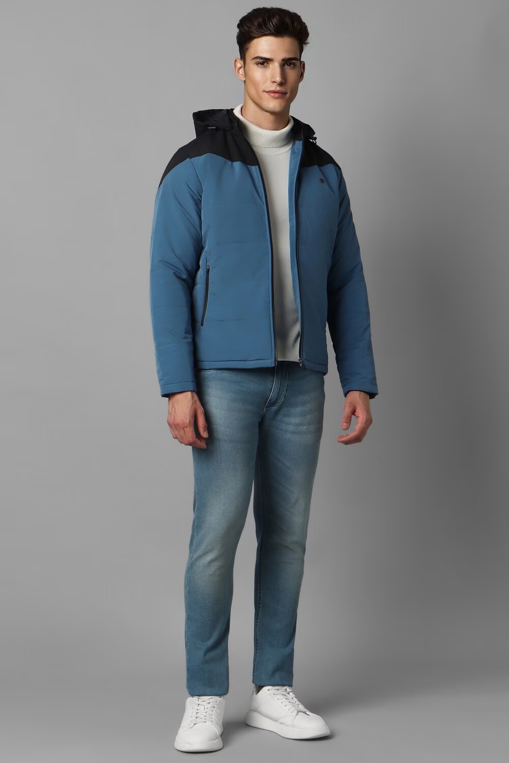 Men Casual Blue Print Jackets-Blue