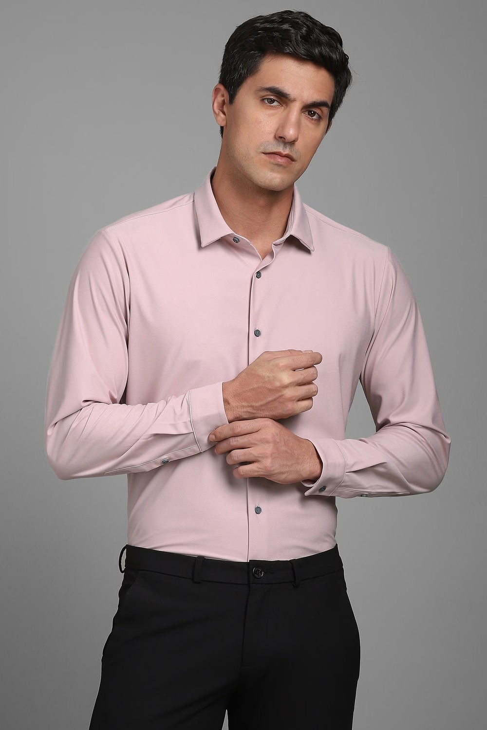Men Pink Solid Full Sleeves Casual Shirt-Pink