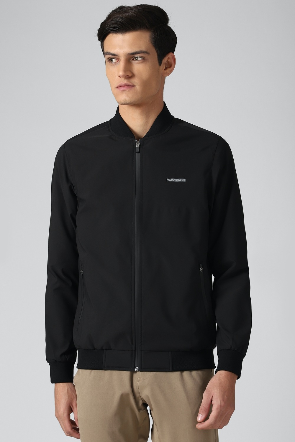 Men Casual Black Solid Jackets-Black