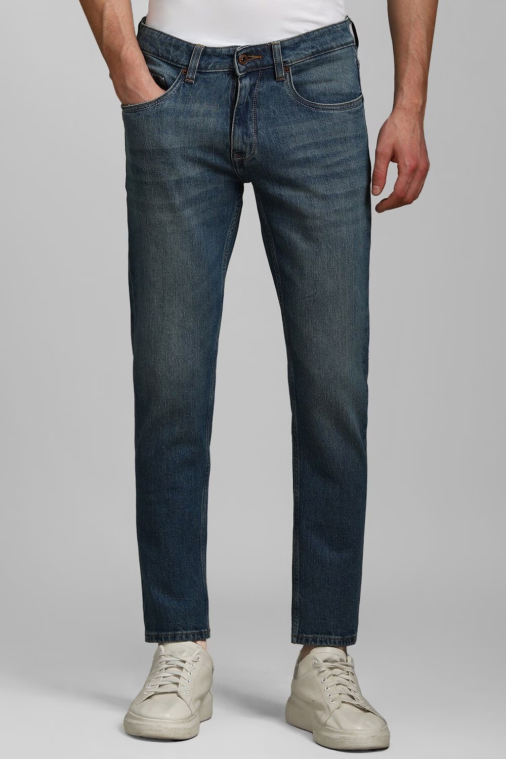 Men Navy Mid Smart Fit Jeans-Navy