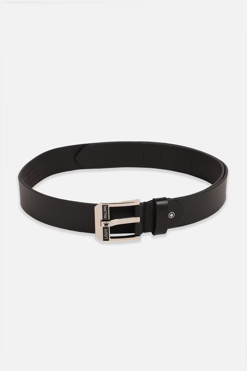 Men Black Solid Genuine Leather Casual Belt-Black