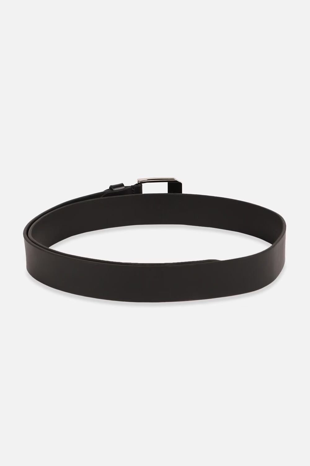 Men Black Solid Genuine Leather Casual Belt-Black