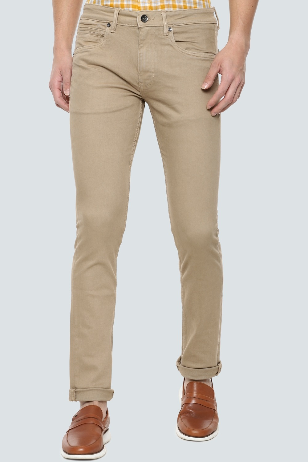 Men Beige Light Super Slim Fit Jeans-Beige