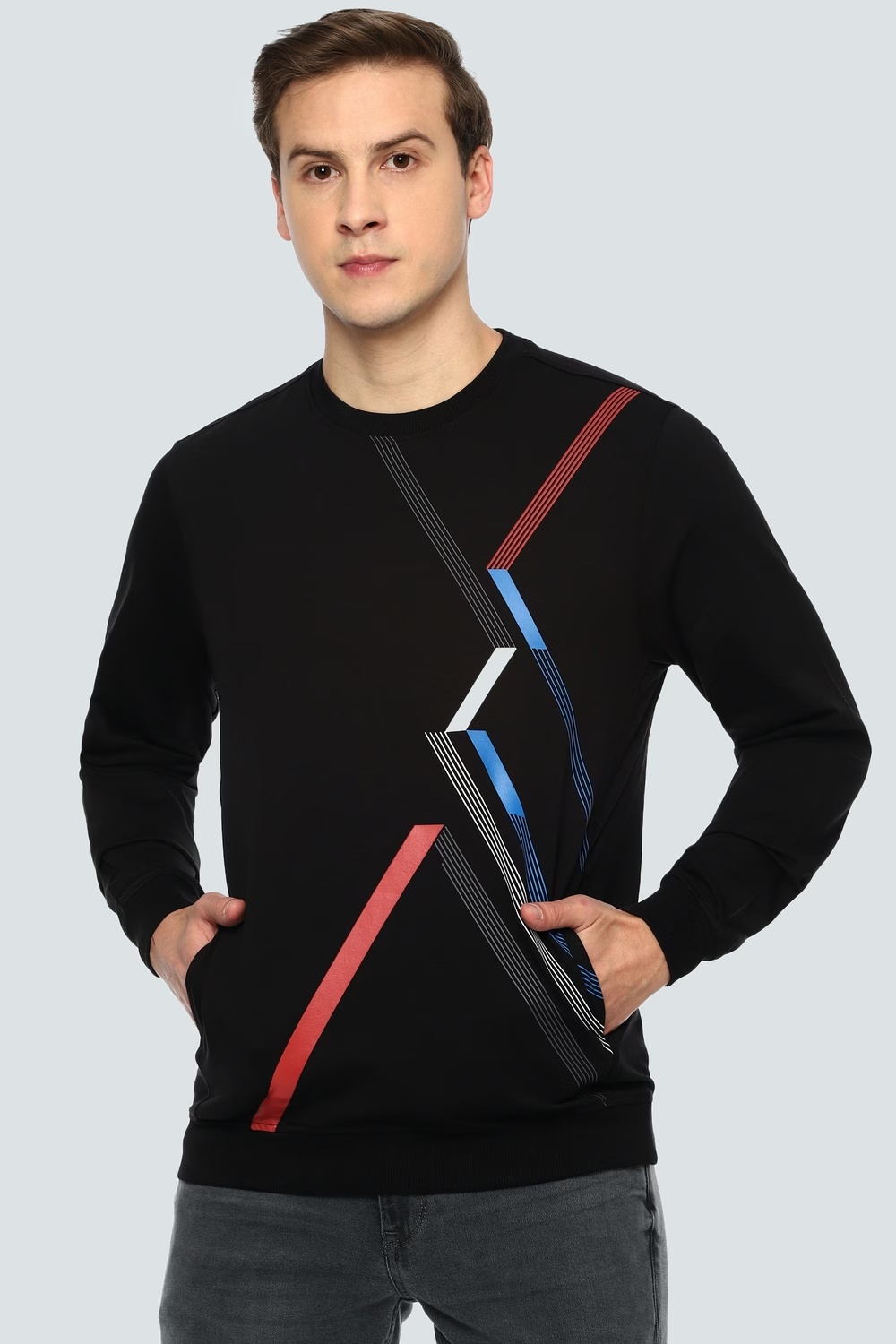 Men Casual Black Graphic Print Sweatshirt-Black
