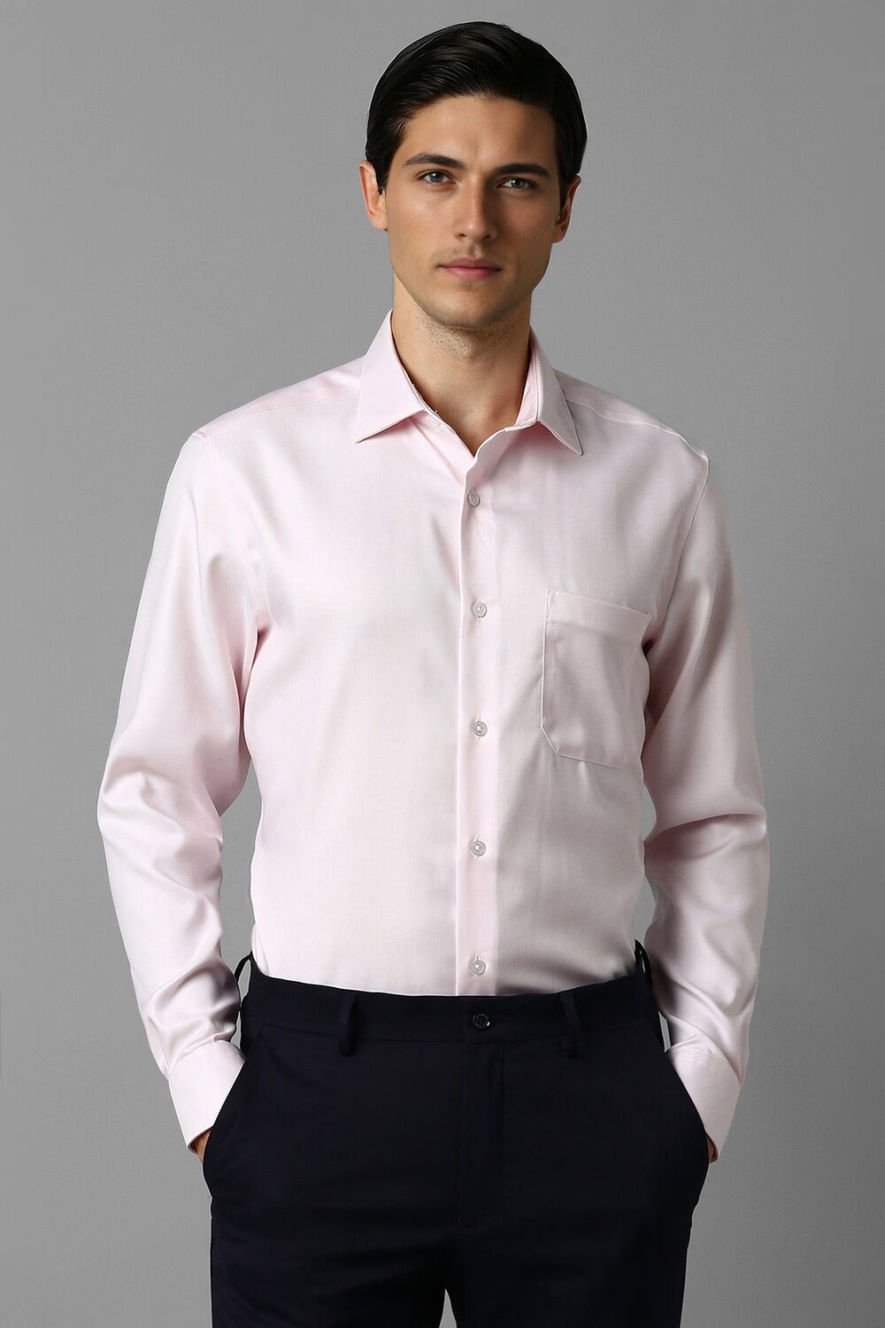 Men Pink Classic Fit Textured Full Sleeves Formal Shirt-Pink