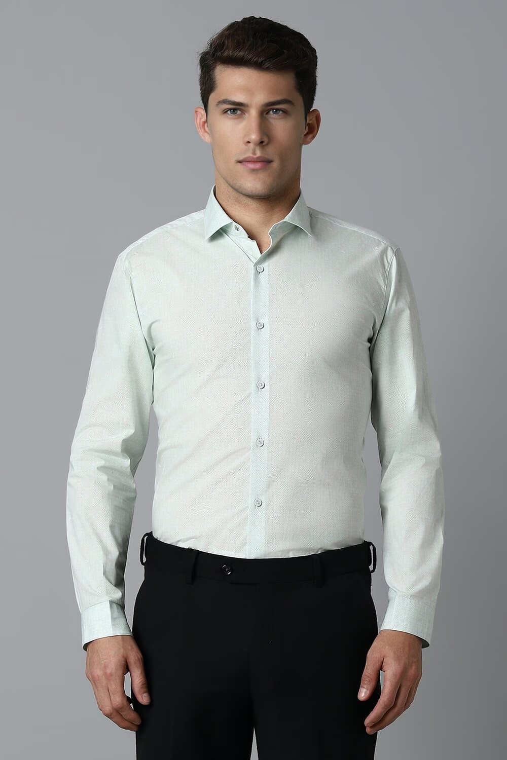 Men Green Super Slim Fit Print Full Sleeves Formal Shirt-Green