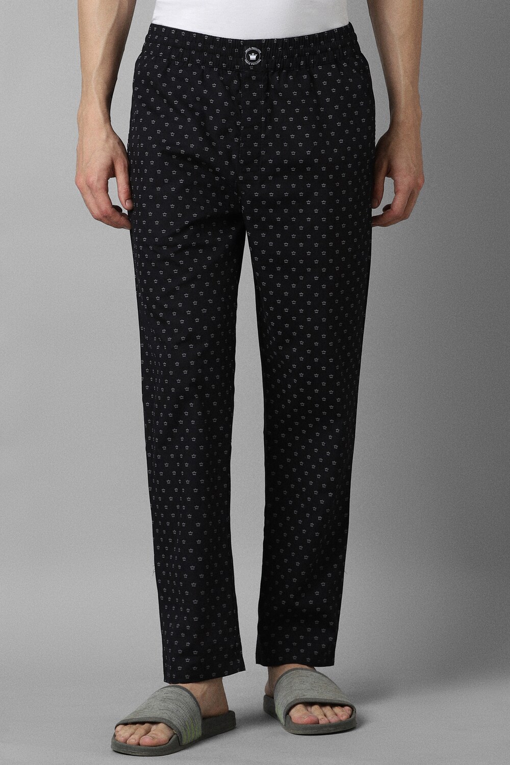 Men Black Print Casual Lounge Pant-Black