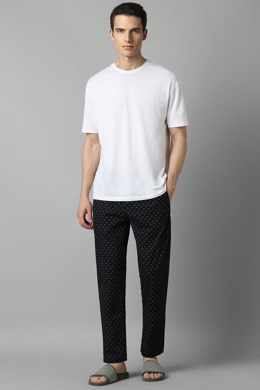 Men Black Print Casual Lounge Pant-Black