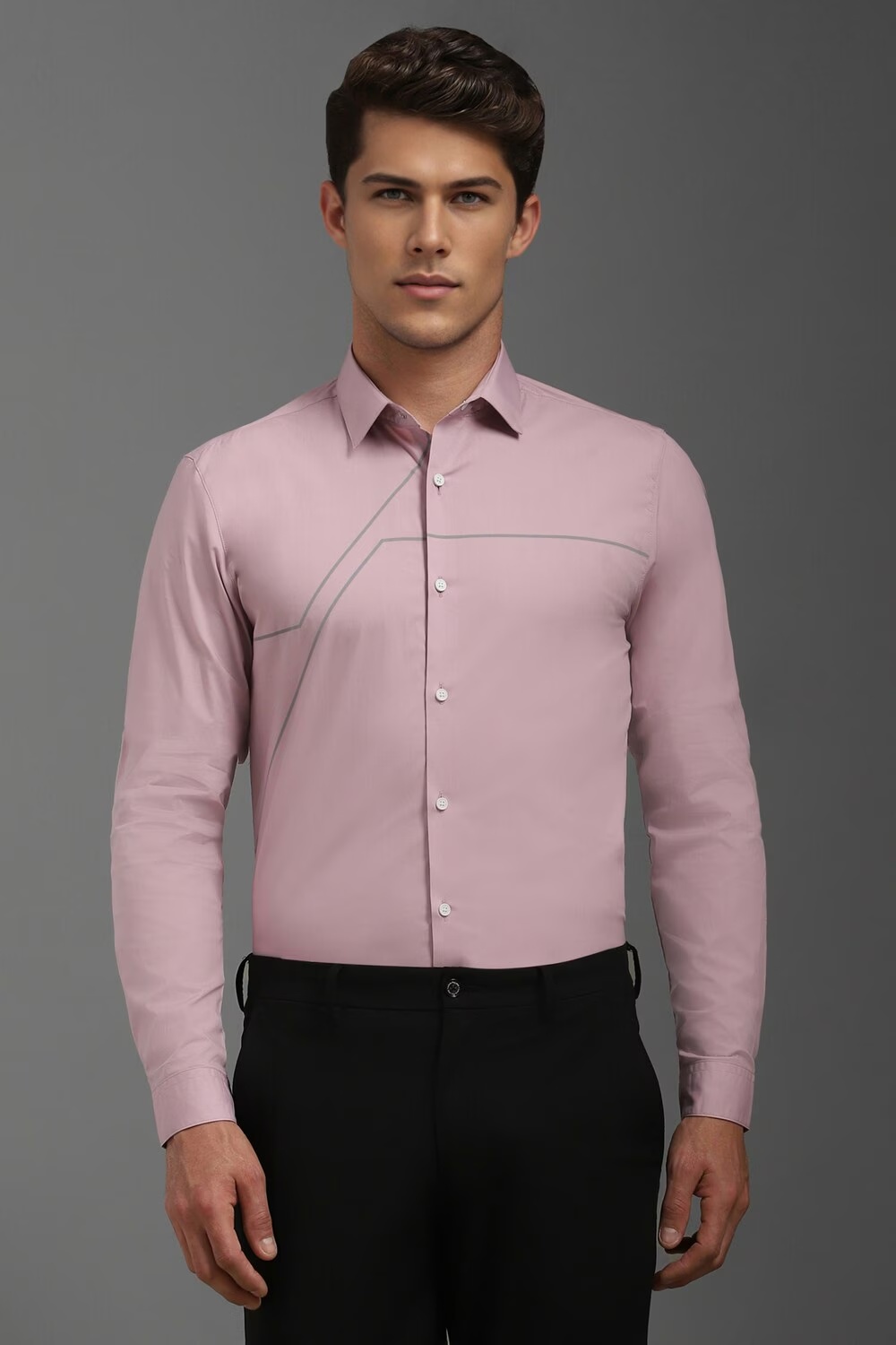 Men Pink Super Slim Fit Patterned Full Sleeves Formal Shirt-Pink