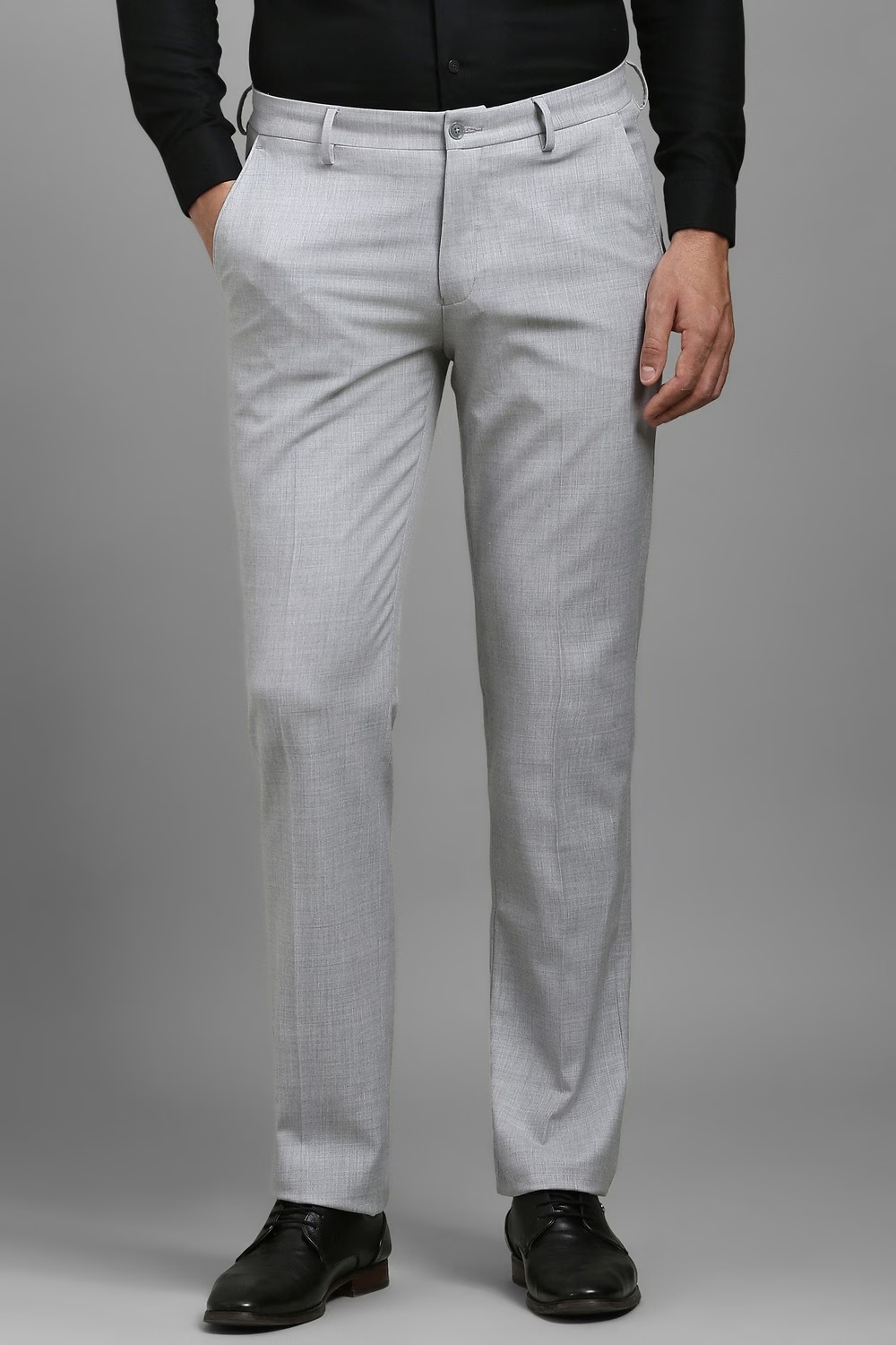 Men Grey Textured Flat Front Formal Trousers-Grey 1 12689-men-grey-textured-flat-front-formal-trousers-grey-1.jpg