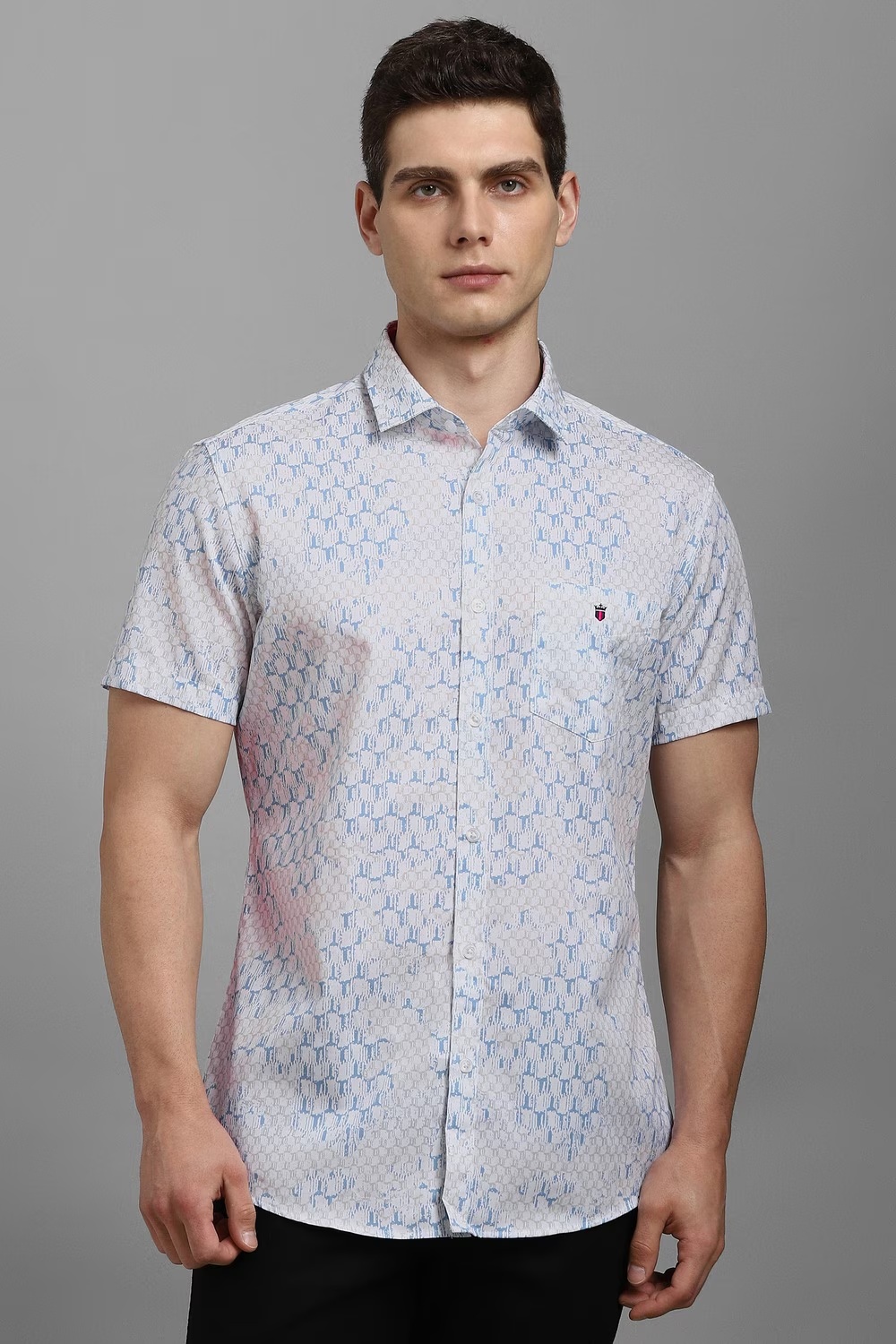 Men White Print Half Sleeves Casual Shirt-White