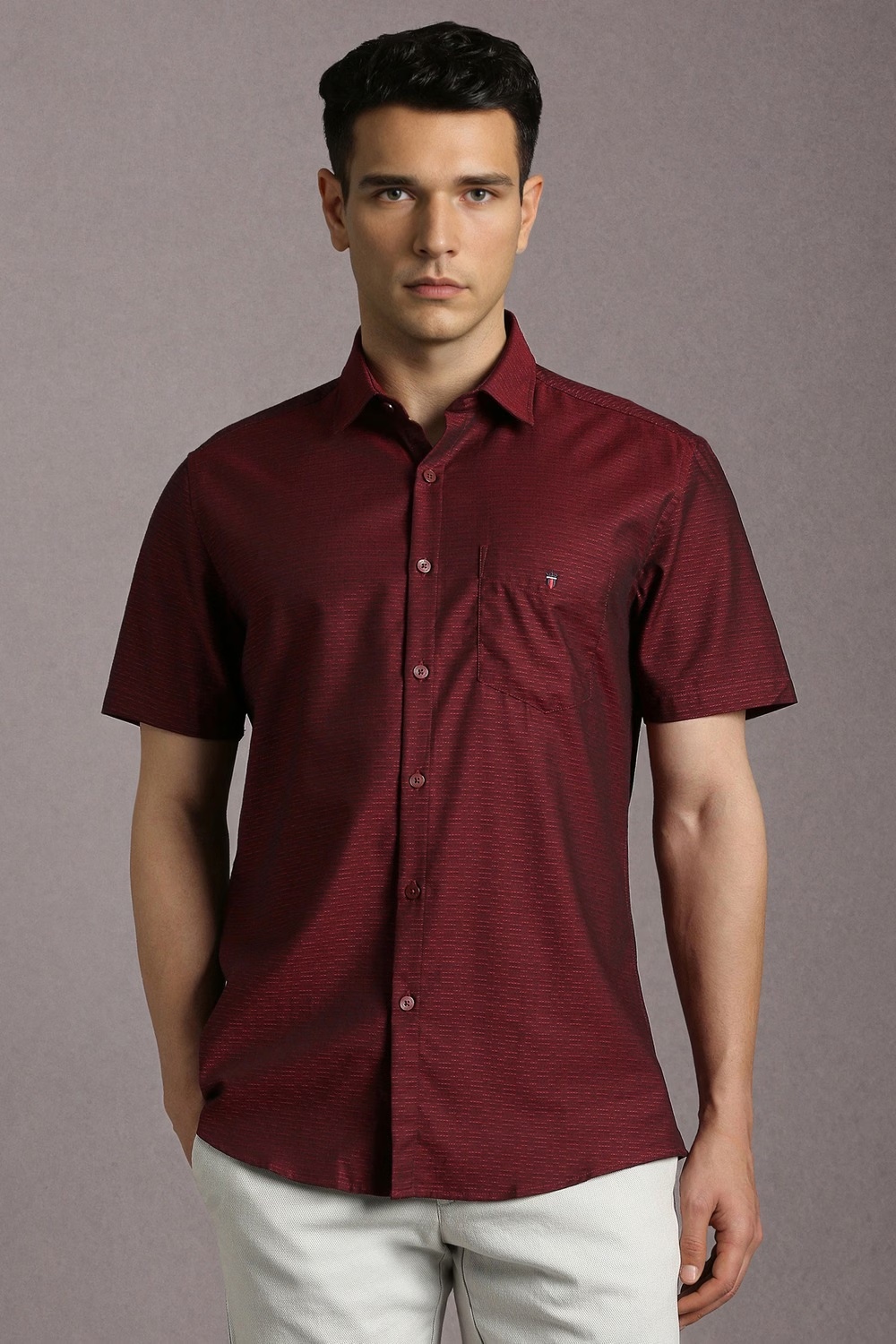 Men Maroon Textured Half Sleeves Casual Shirt-Maroon 1 12739-men-maroon-textured-half-sleeves-casual-shirt-maroon-1.jpg