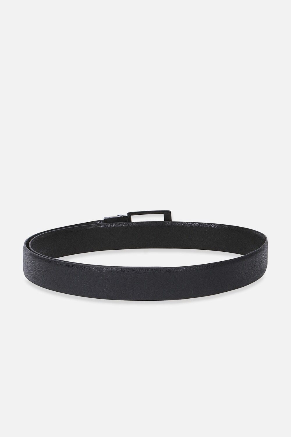 Men Black Textured Genuine Leather Formal Belt-Black