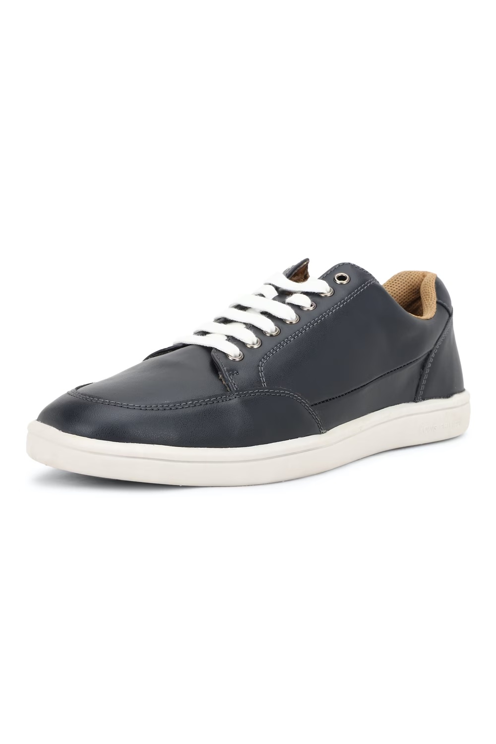 Men Black Leather Sneakers-Black