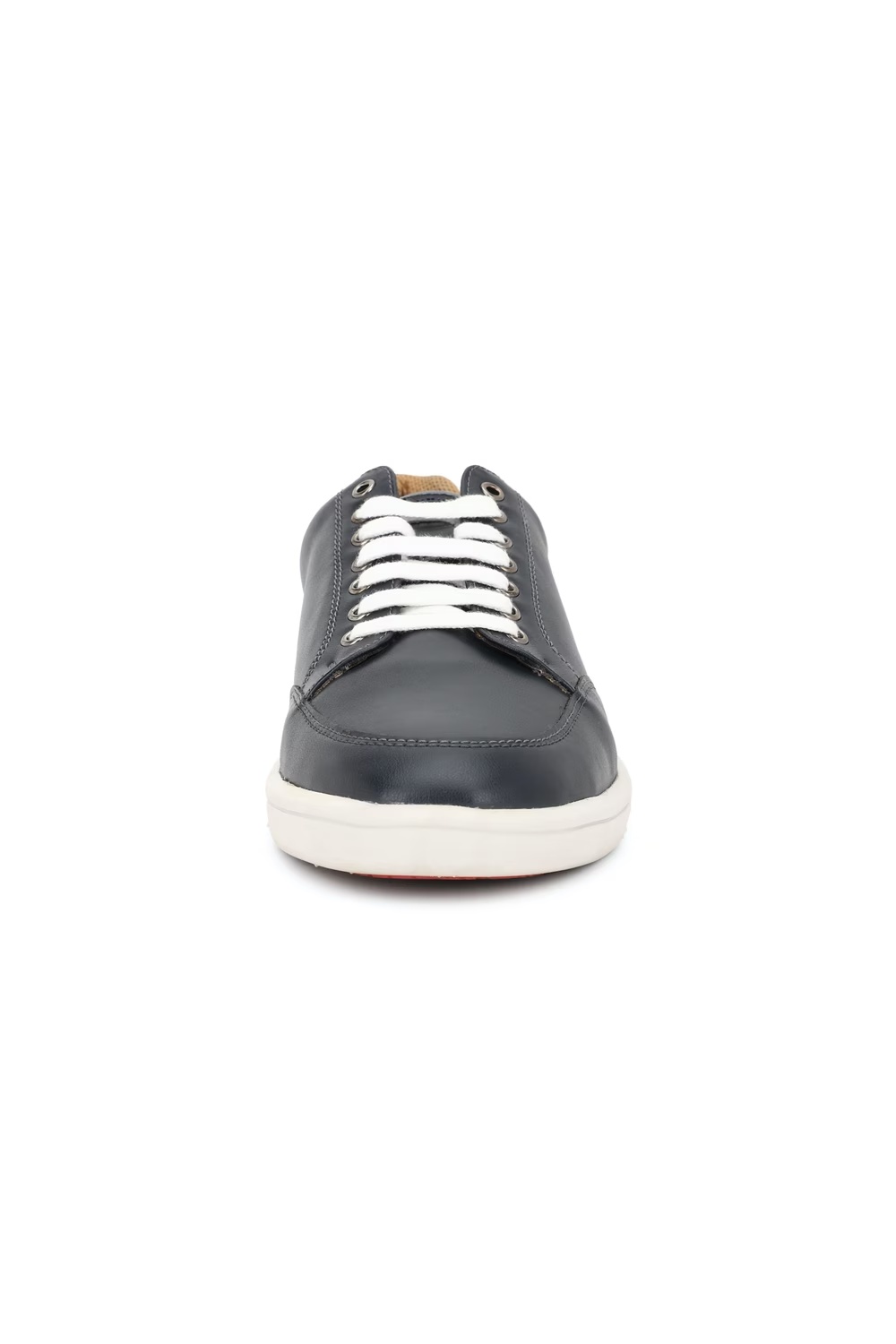 Men Black Leather Sneakers-Black