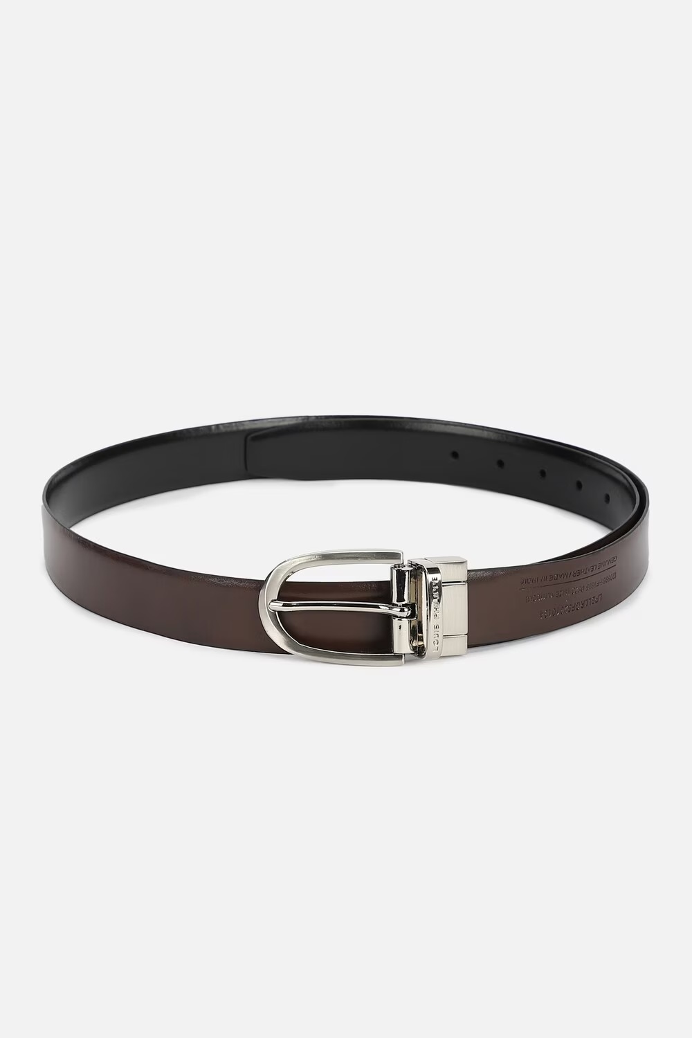 Men Black Textured Leather Formal Belt-Black