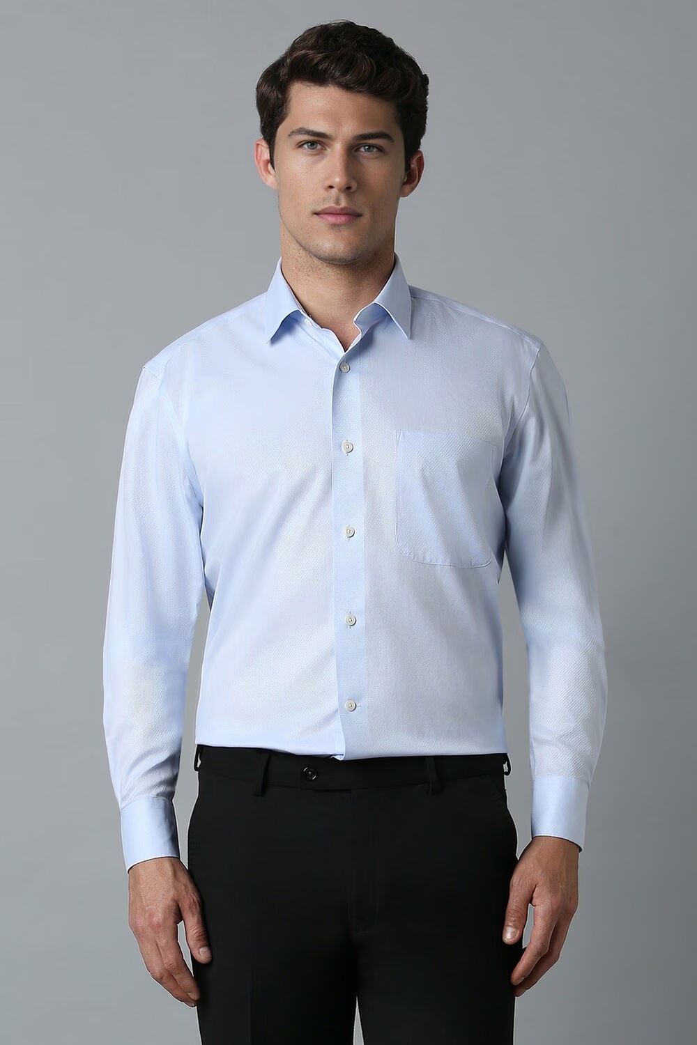 Men Blue Classic Fit Print Full Sleeves Formal Shirt-Blue