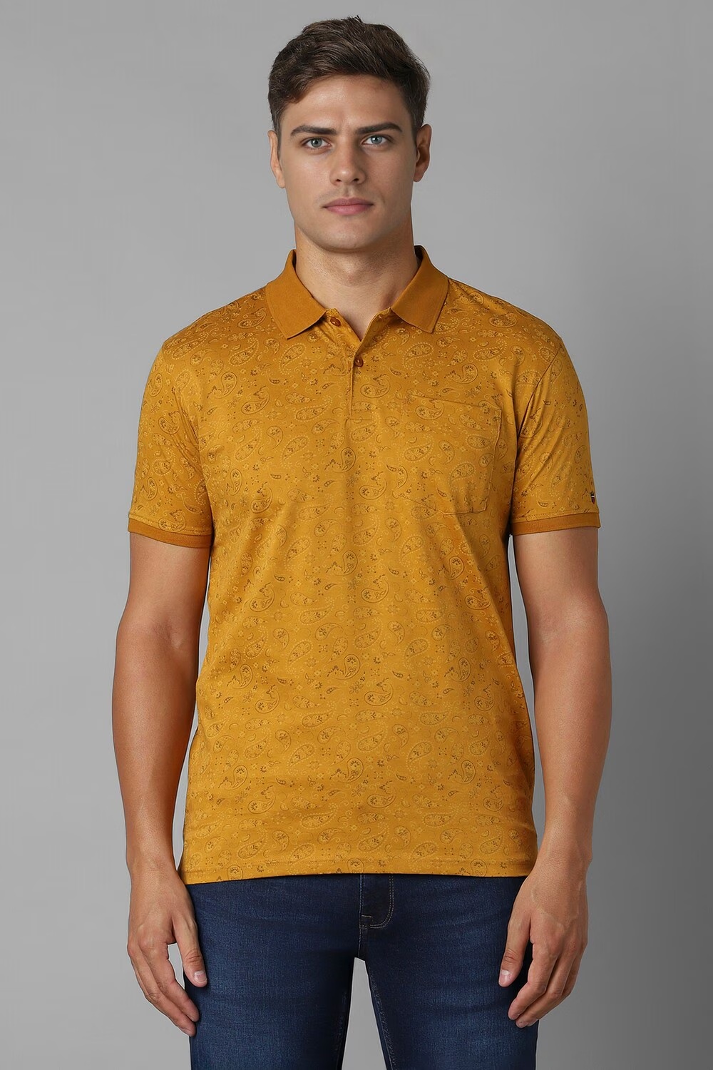 Men Yellow Print Polo Neck T-shirt-Yellow 1 13696-men-yellow-print-polo-neck-t-shirt-yellow-1.jpg