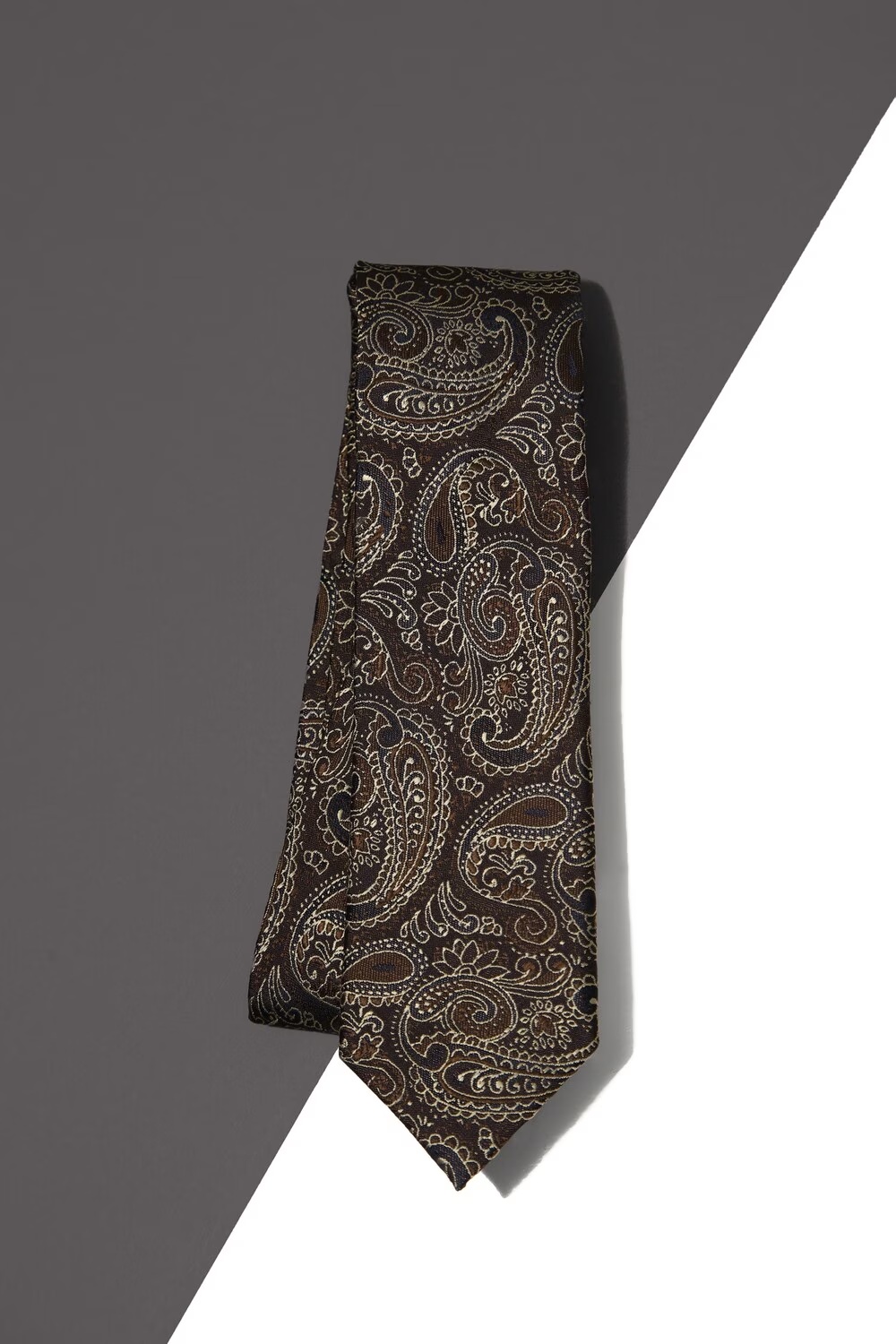 Men Brown Embroidered Tie-Brown