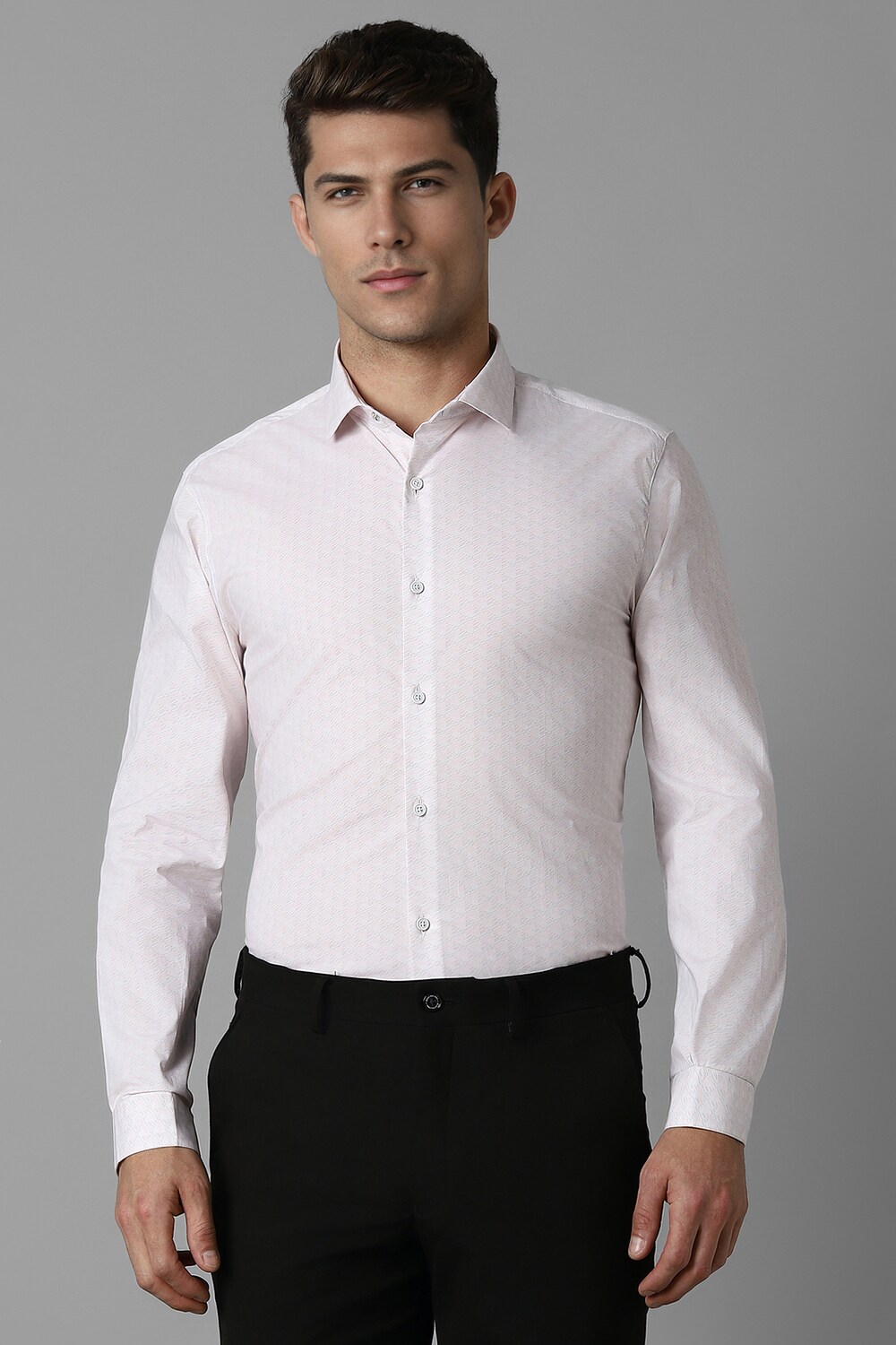 Men Pink Super Slim Fit Print Full Sleeves Formal Shirt-Pink