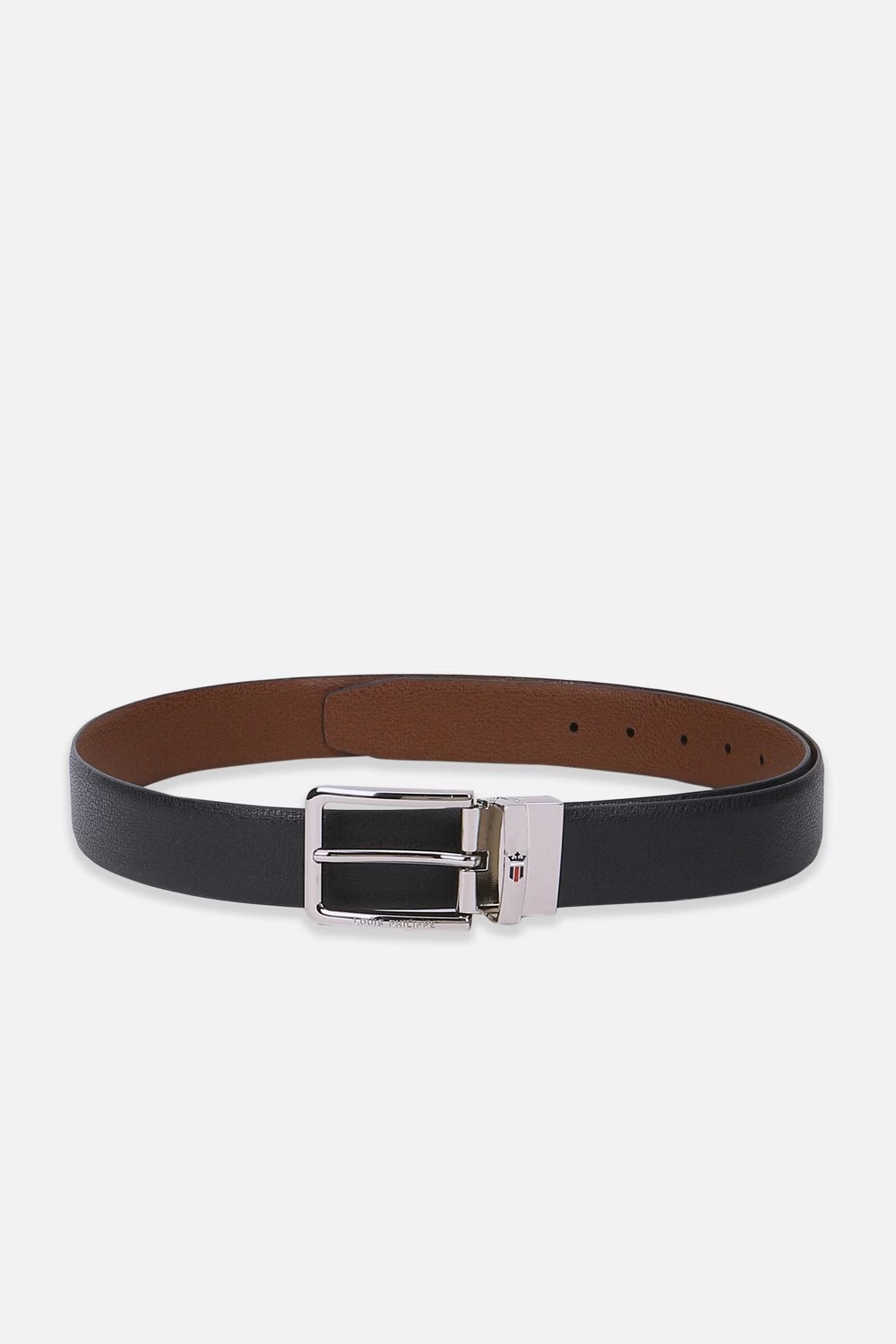 Men Black Textured Genuine Leather Formal Belt-Black