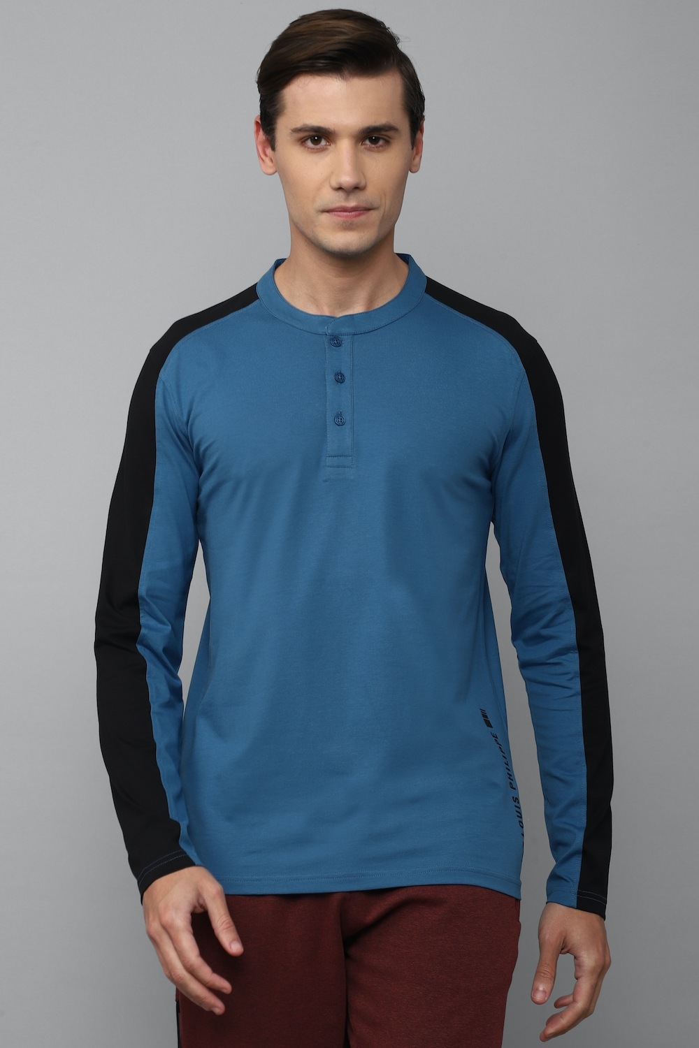 Men Blue Print Stylized Neck T-shirt-Blue 1 14346-men-blue-print-stylized-neck-t-shirt-blue-1.jpg