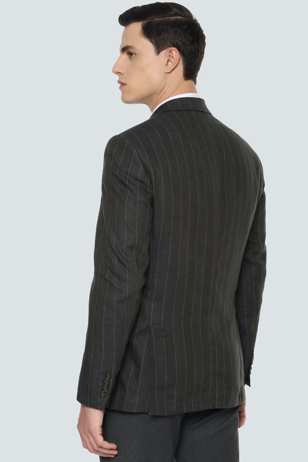 Men Olive Print Formal Blazer-Olive