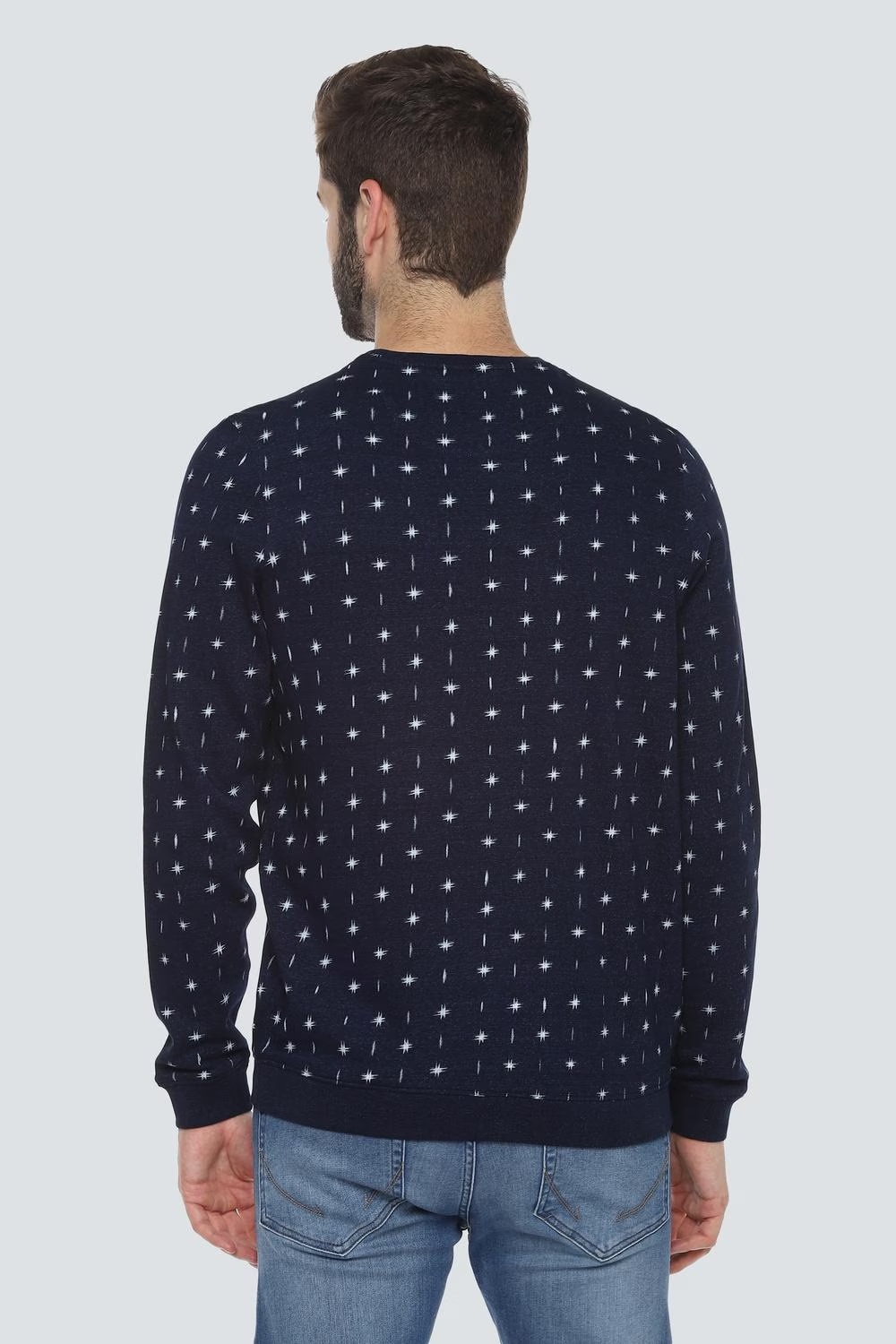 Men Casual Navy Print Sweatshirt-Navy