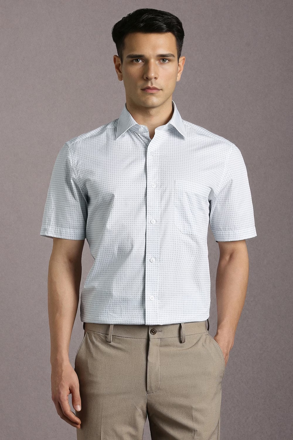 Men White Print Half Sleeves Formal Shirt-White 1 14681-men-white-print-half-sleeves-formal-shirt-white-1.jpg