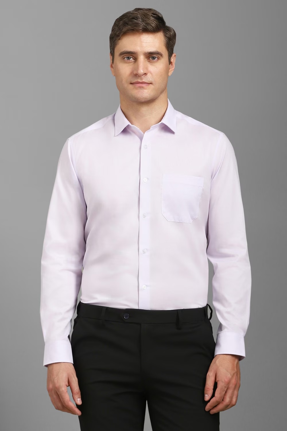 Men Lilac Solid Full Sleeves Formal Shirt-Lilac