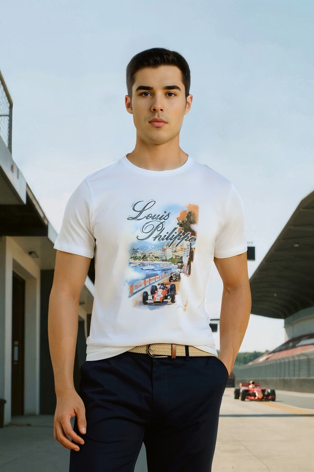 Men White Graphic Print Crew Neck T-shirt-White