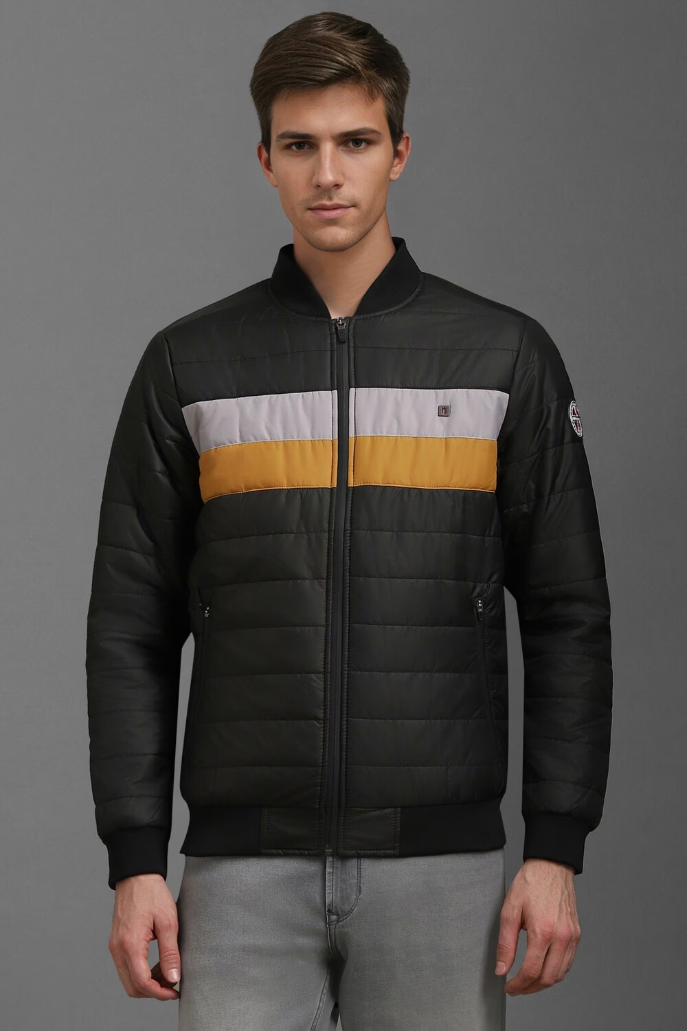 Men Casual Black Print Jackets-Black