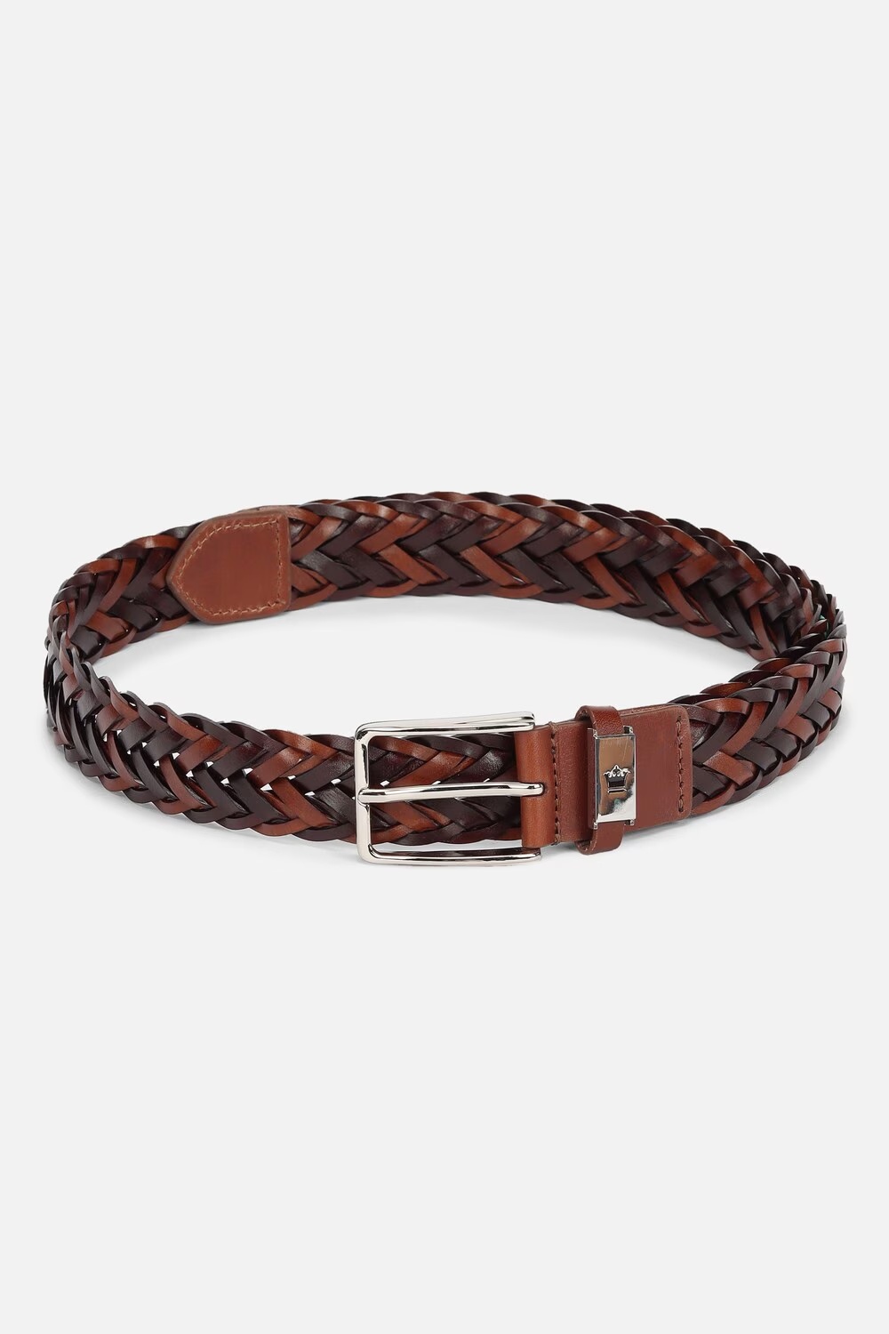 Men Brown Solid Leather Casual Belt-Brown