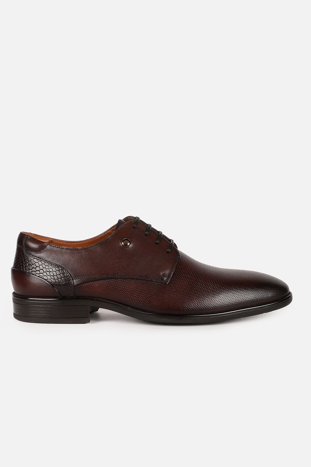 Men Brown Leather Lace Up Shoes-Brown