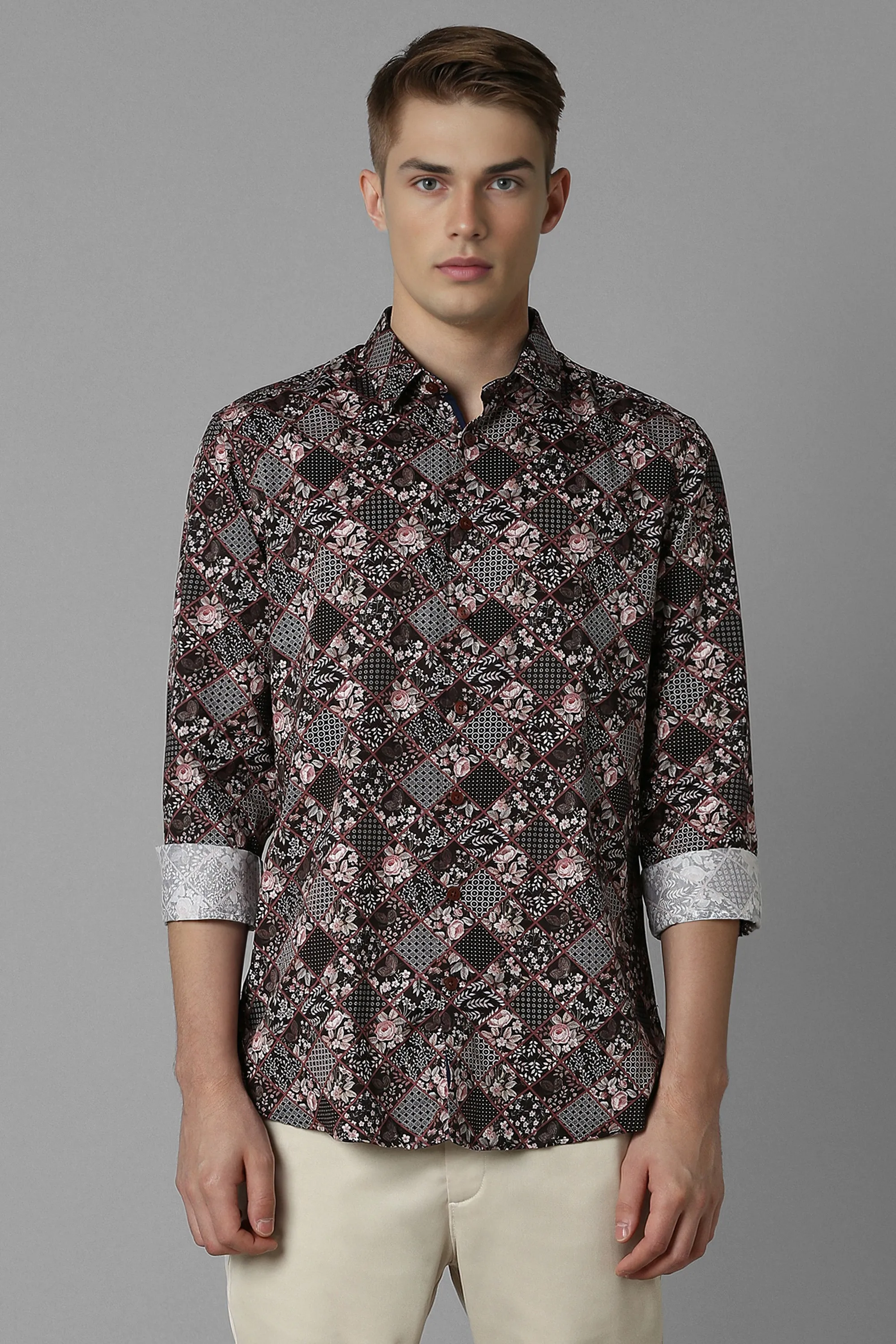 Men Multi Classic Fit Print Full Sleeves Casual Shirt-Multi