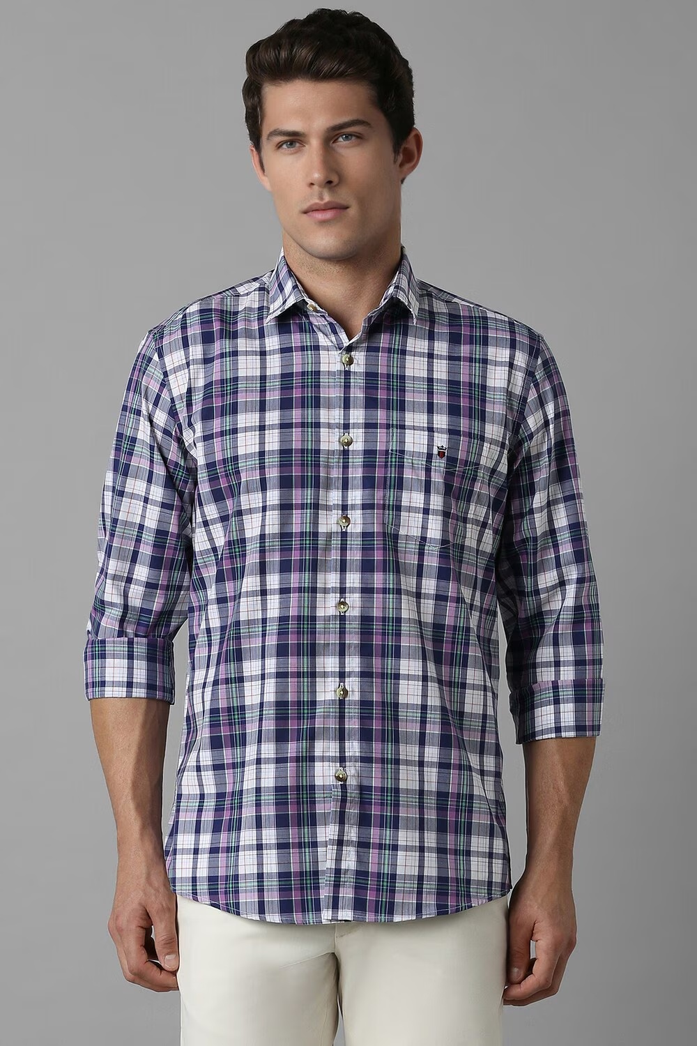 Men Multi Slim Fit Check Full Sleeves Casual Shirt-Multi