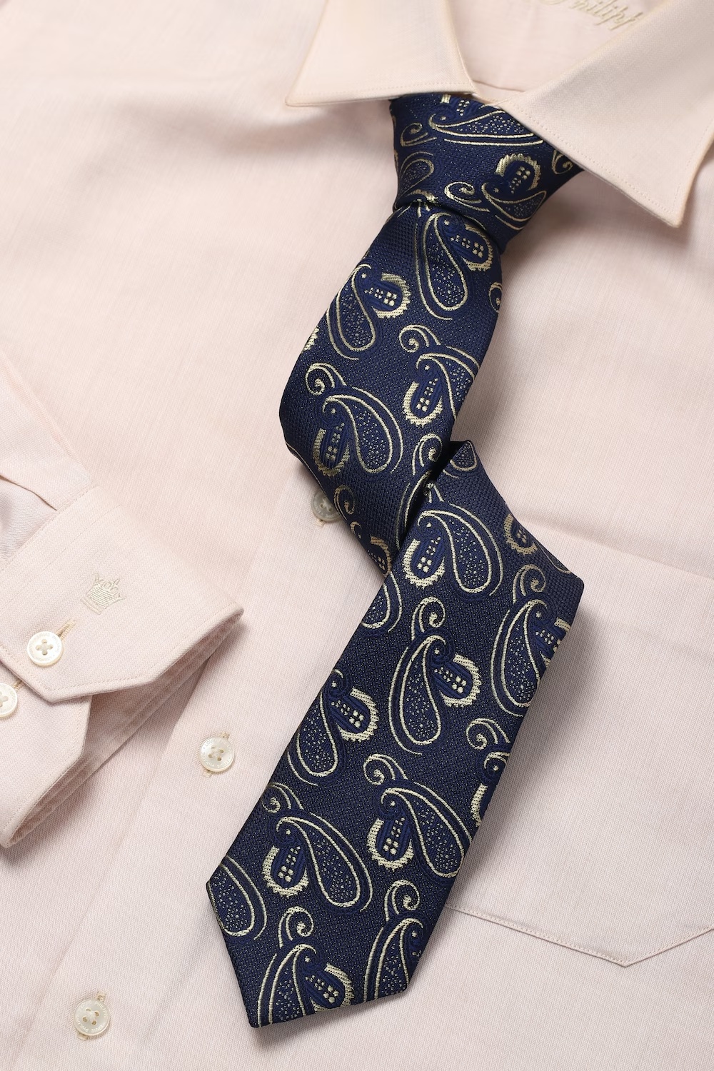 Men Navy Print Tie-Navy