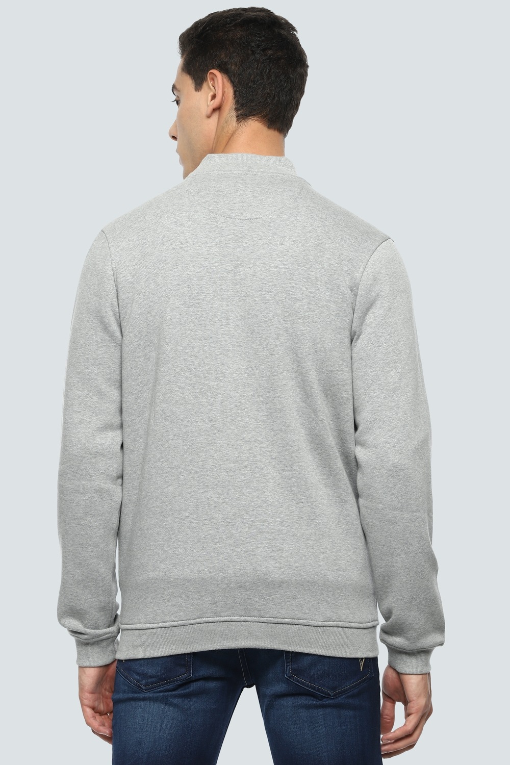Men Casual Grey Solid Sweatshirt-Grey