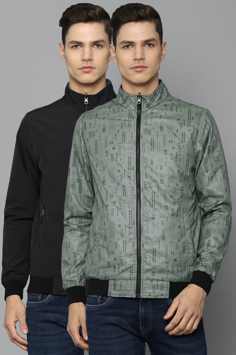 Men Casual Black Textured Jackets-Black
